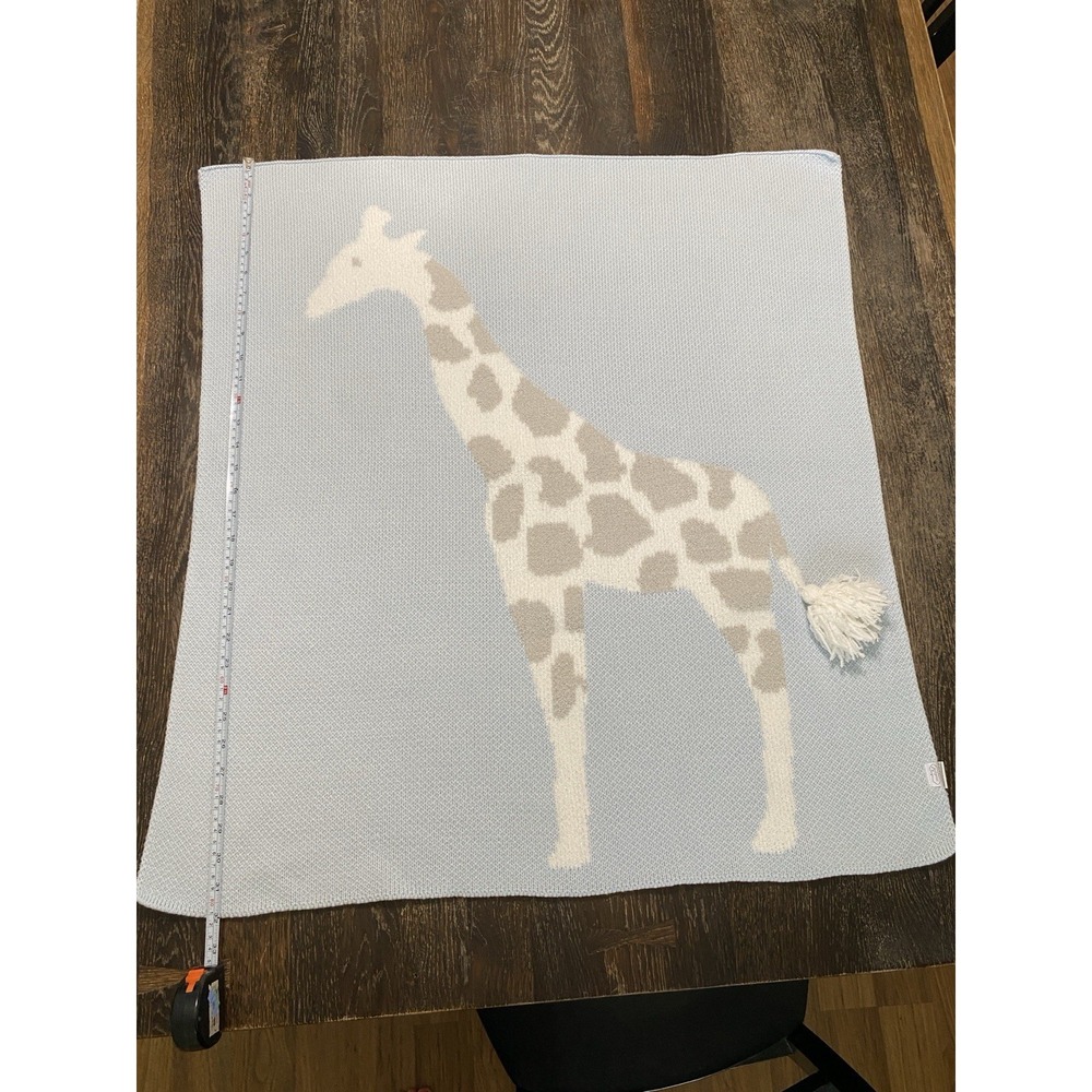 Boutique  MudPie Chenille Giraffe Blue Soft Baby Blanket